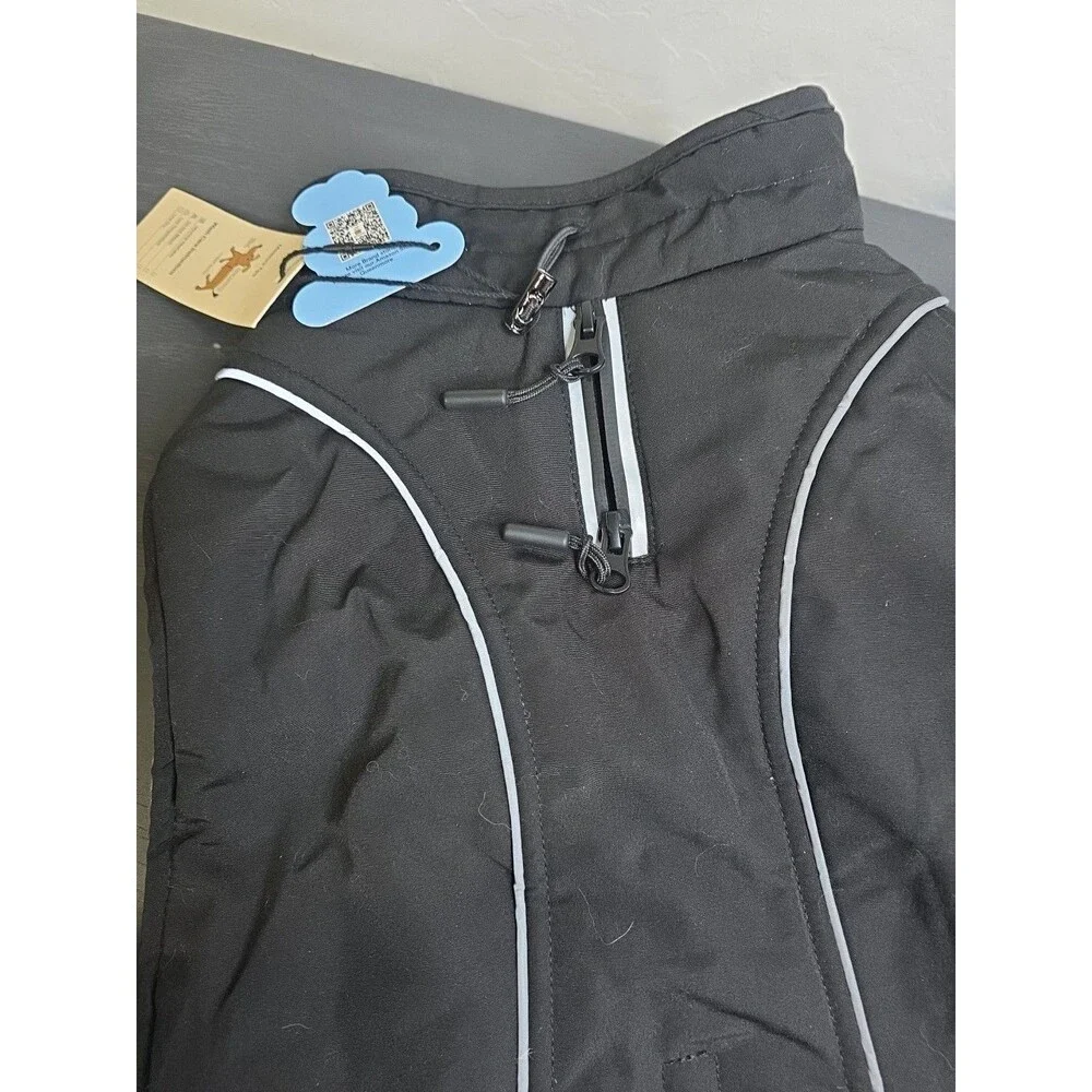Queenmore Winter Dog Coat Waterproof Puffer Fleece Snowsuit, Black Small
